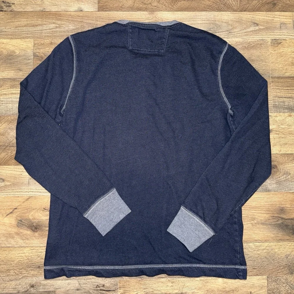 Banana Republic Pullover Henley Long Sleeve Elbow Patch Size M Blue